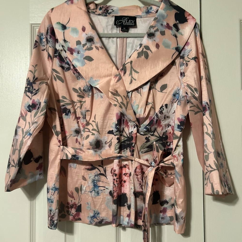 Alex Evenings Floral Blouse in Soft Pastels XL